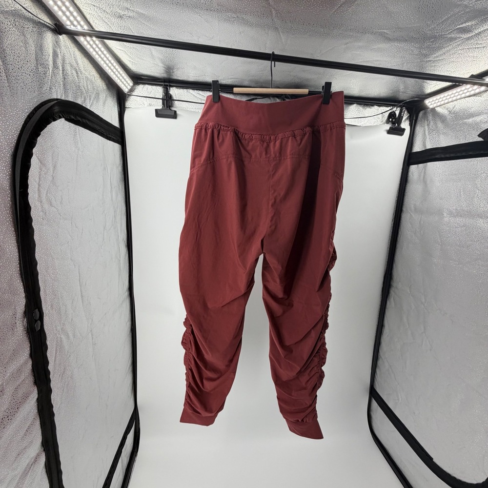 Athleta Attitude Lined Pant Terracotta Red Ruched Joggers Tall 10T High Rise - Picture 3 of 5